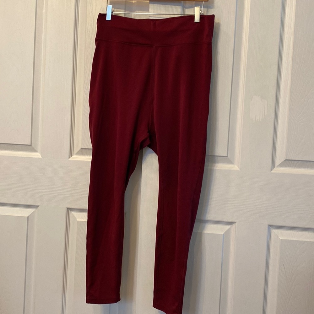 Popfit Burgundy Maroon Deep Red leggings pockets 2xl